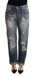 Eight pairs of distressed blue mid-rise denim trousers