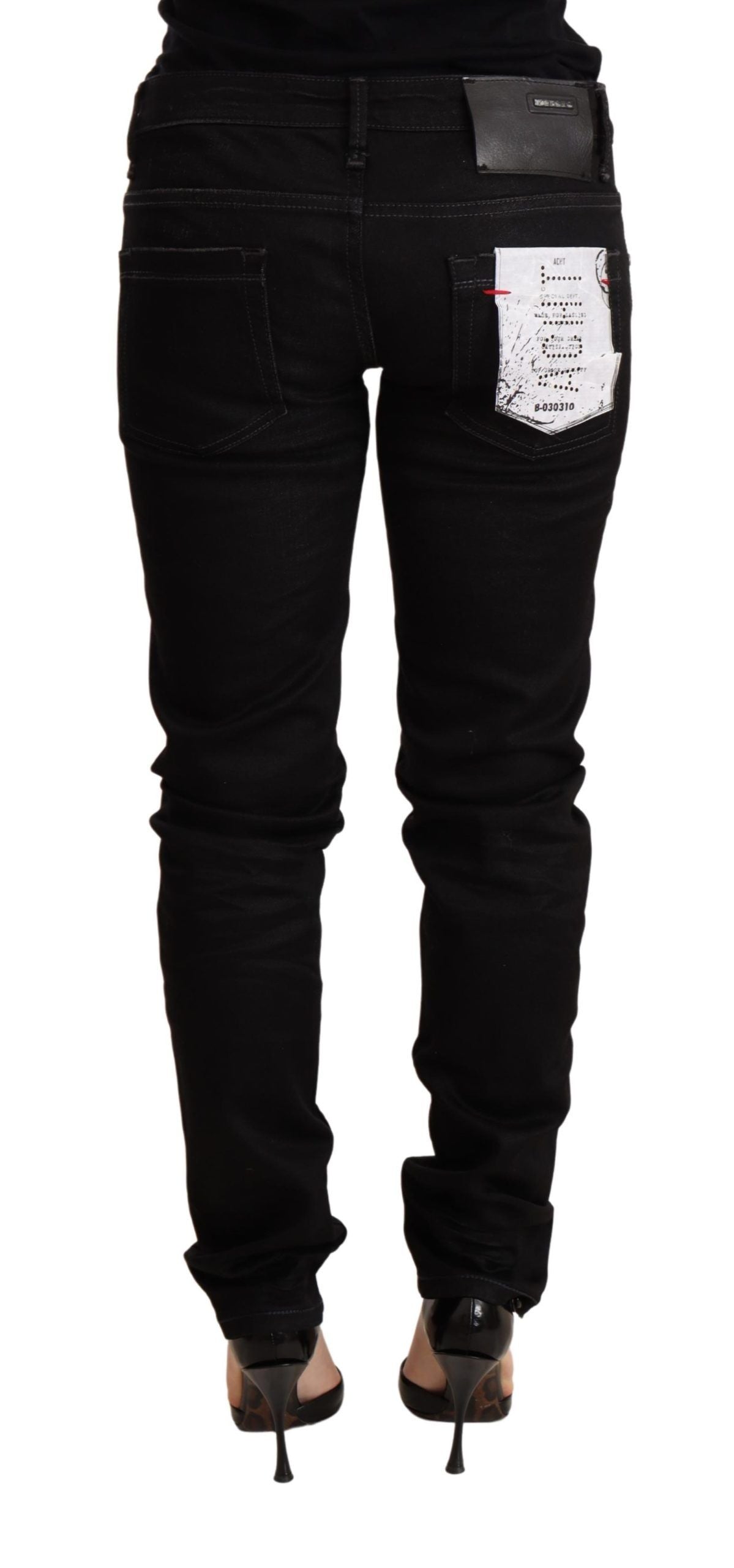 Eight black low-rise cotton skinny denim pants