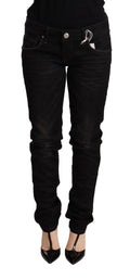 Eight black low-rise cotton skinny denim pants