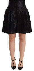 Dolce & Gabbana Black Floral Brocade High-Waist Mini Shorts
