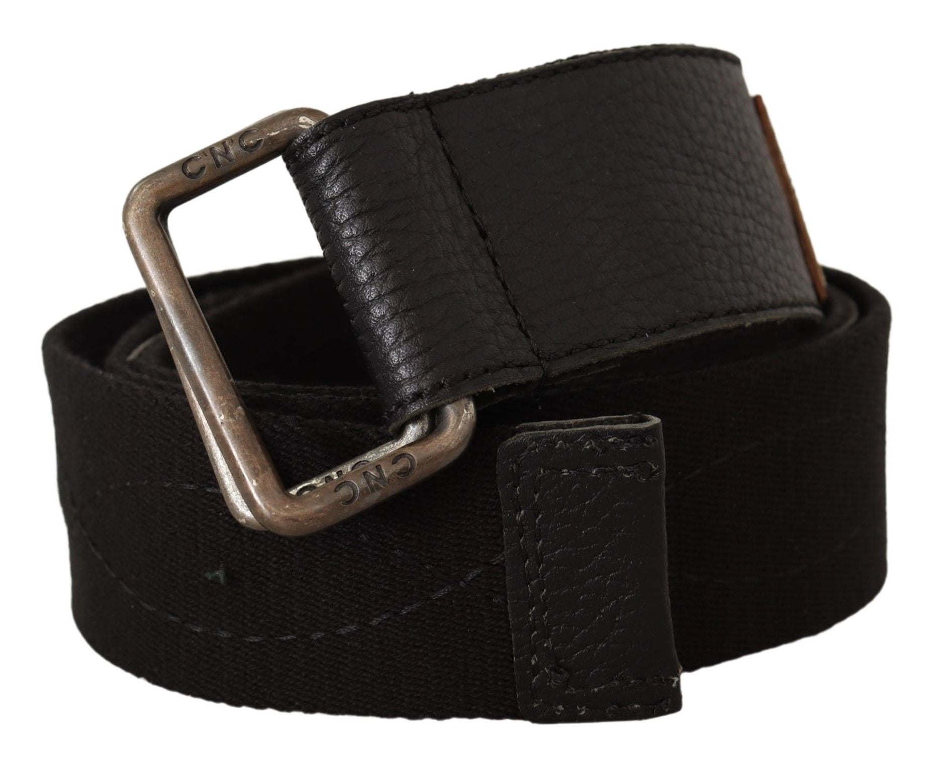 Costume National Black Cotton Belt with Ducati Metal Buckle