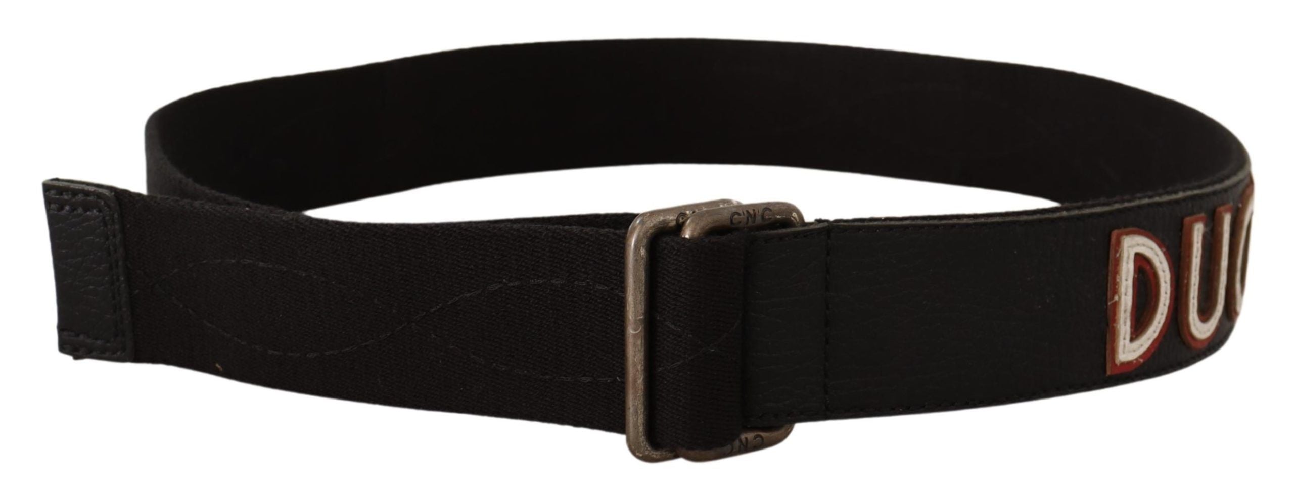 Costume National Black Cotton Belt with Ducati Metal Buckle