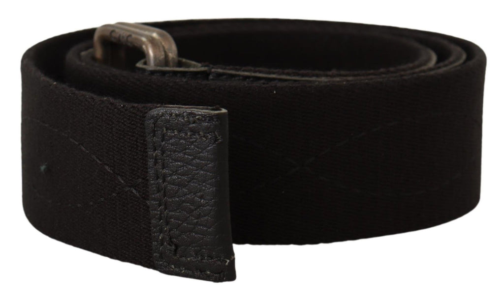 Costume National Black Cotton Belt with Ducati Metal Buckle