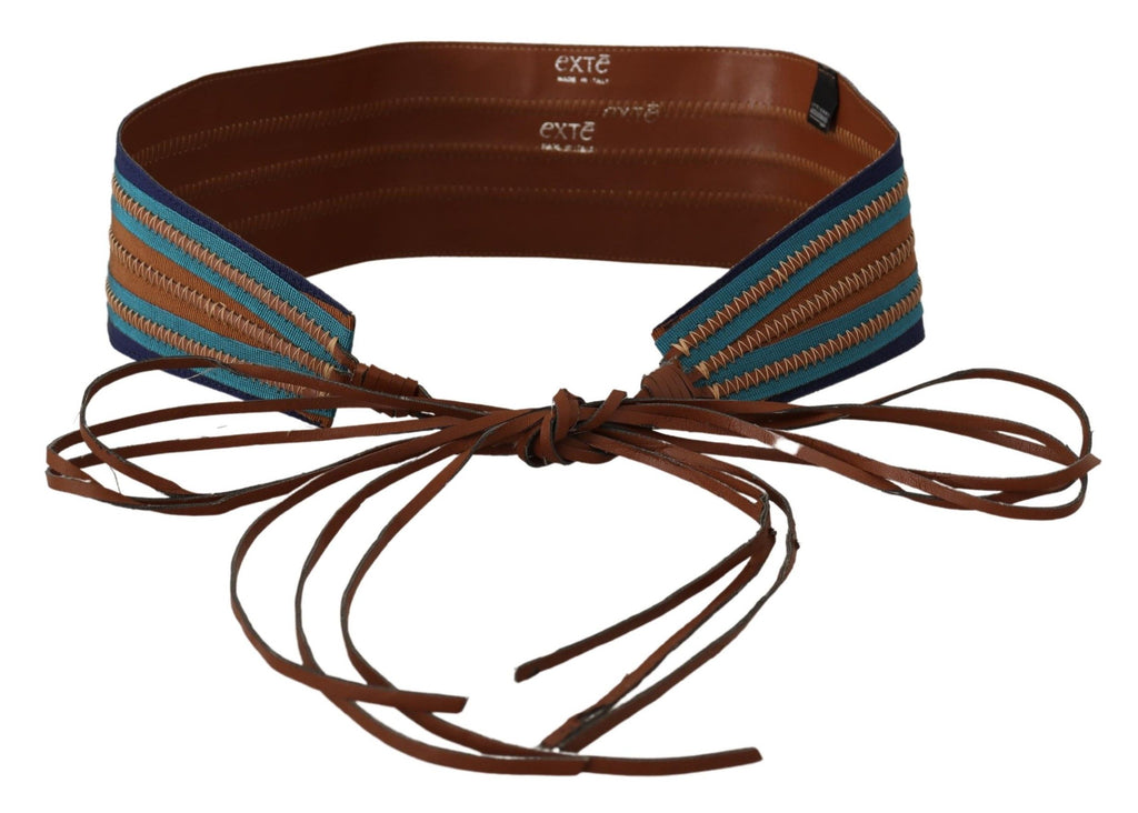 Exte Brauner Ledergürtel mit breitem Taillenband und Krawattenverschluss