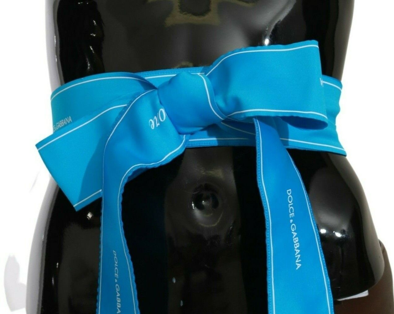 Dolce & Gabbana Blaues Taillenband Breiter Schleifengürtel