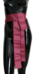 Dolce & Gabbana Pink Wide Waist Belt in 100% Silk with 3-Button Closure