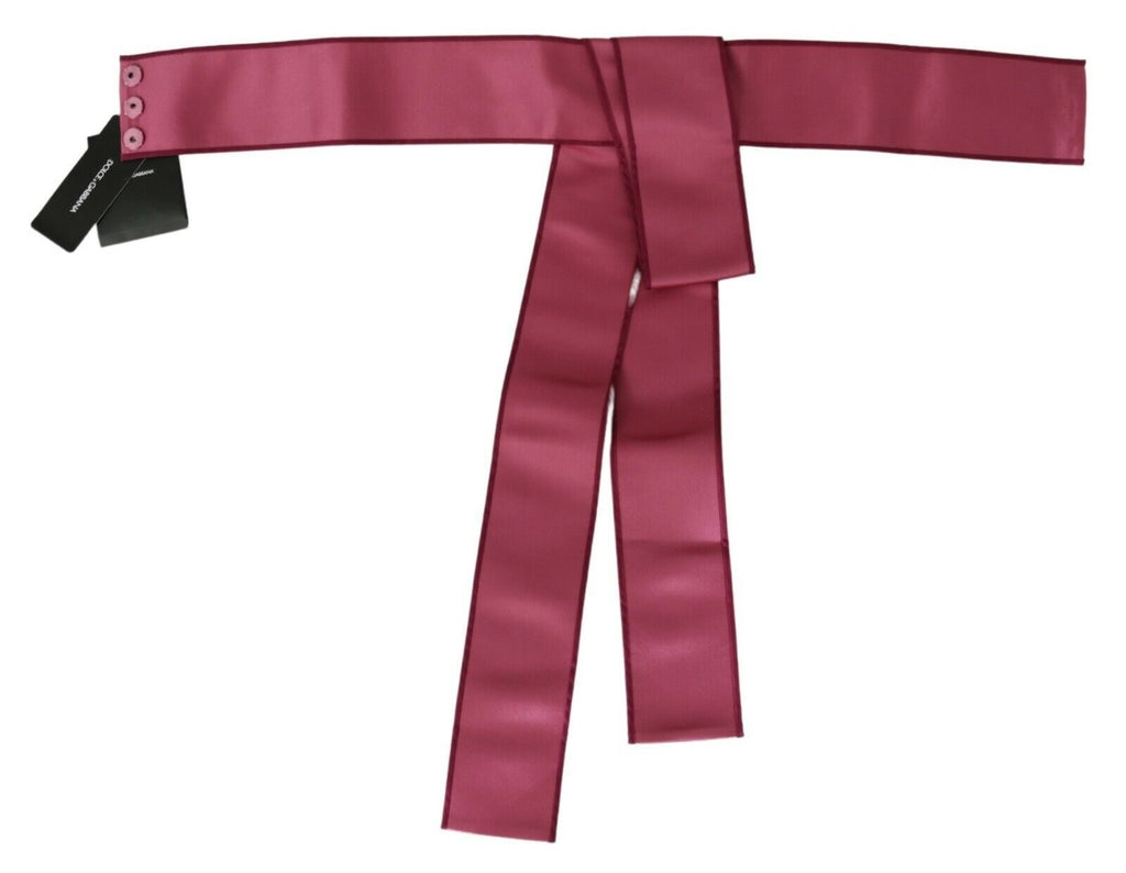 Dolce & Gabbana Pink Wide Waist Belt in 100% Silk with 3-Button Closure