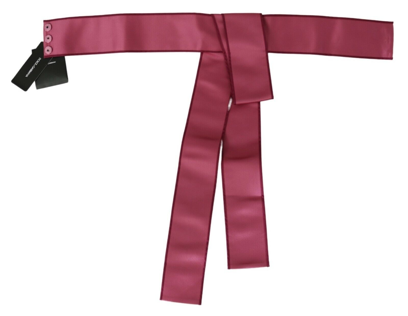 Dolce & Gabbana Pink Wide Waist Belt in 100% Silk with 3-Button Closure
