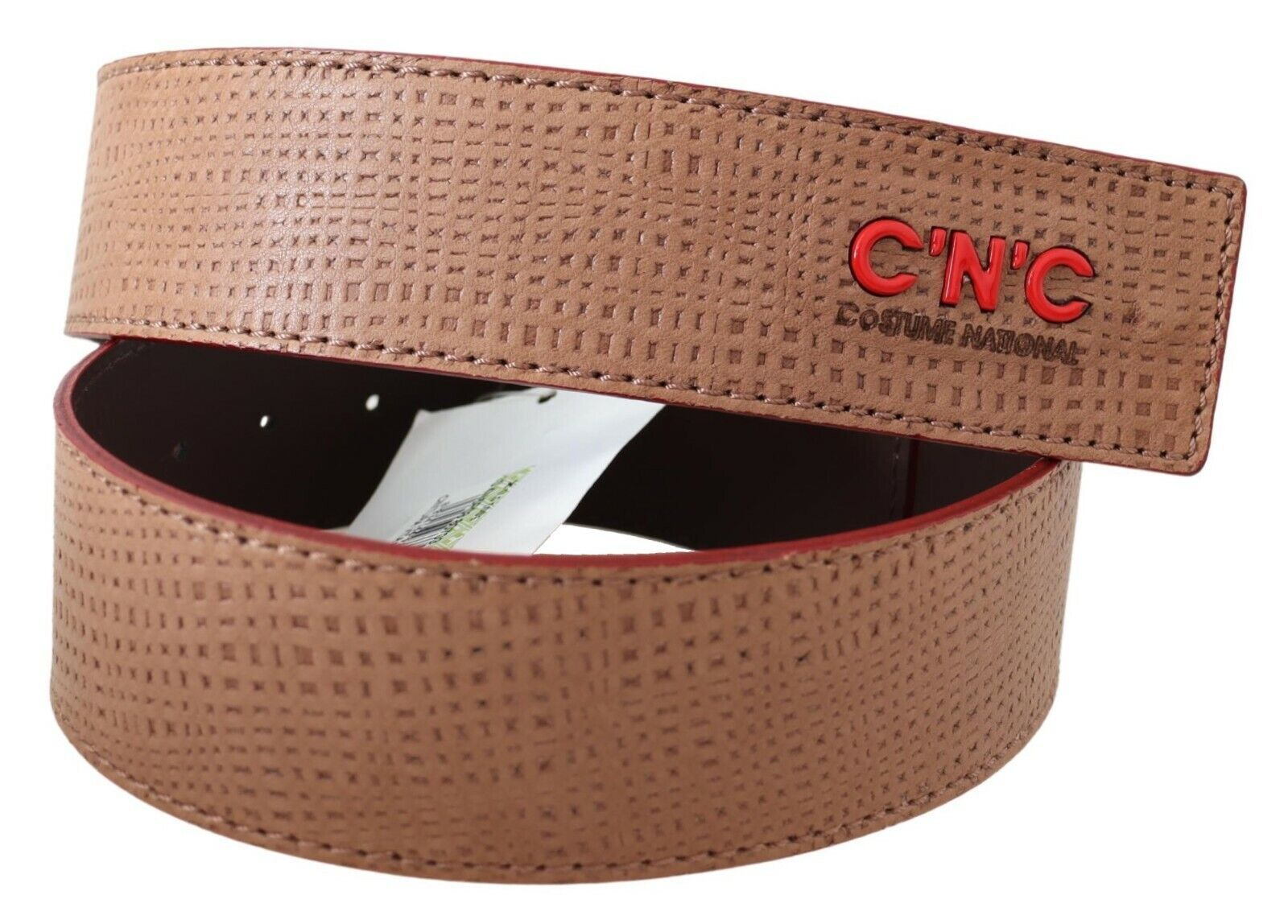 Costume National Weißes Leder Logo Mode Taille Gürtel