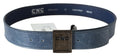 Costume National Blue Regular Leather Belt with Logo Buckle