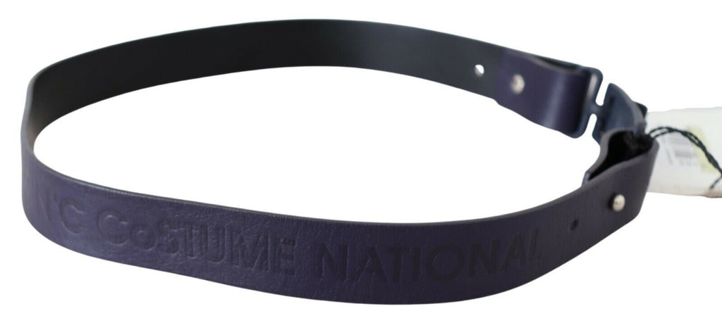 Costume National Schwarzer Leder Gürtel mit normaler Logo-Schnalle
