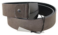Costume National Brown Leather Belt with Square Logo Buckle