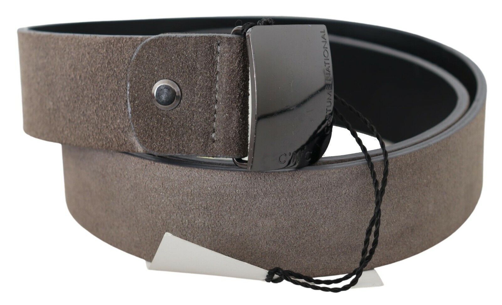 Costume National Brown Leather Belt with Square Logo Buckle