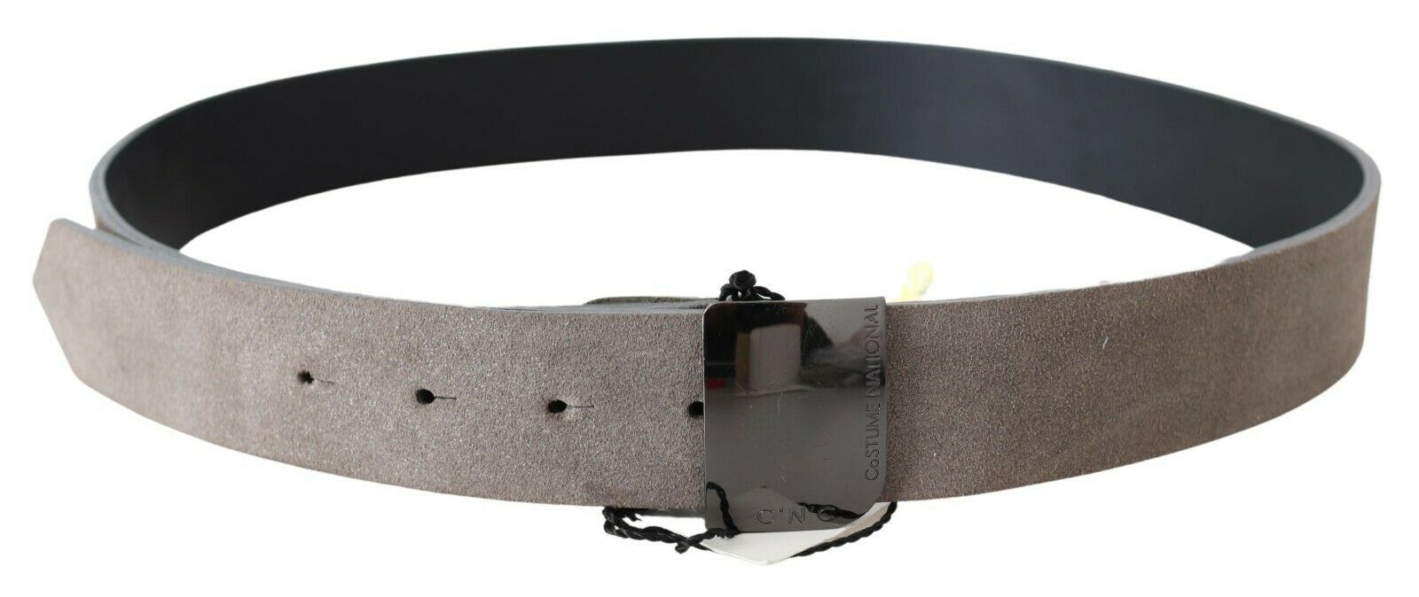 Costume National Brown Leather Belt with Square Logo Buckle