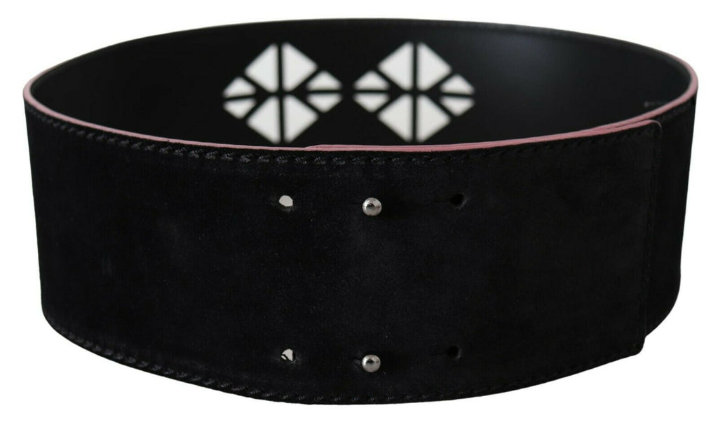 Costume National Black Wide Studded Leather Belt for Women