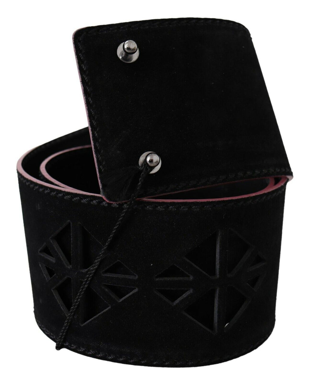 Costume National Black Wide Studded Leather Belt for Women