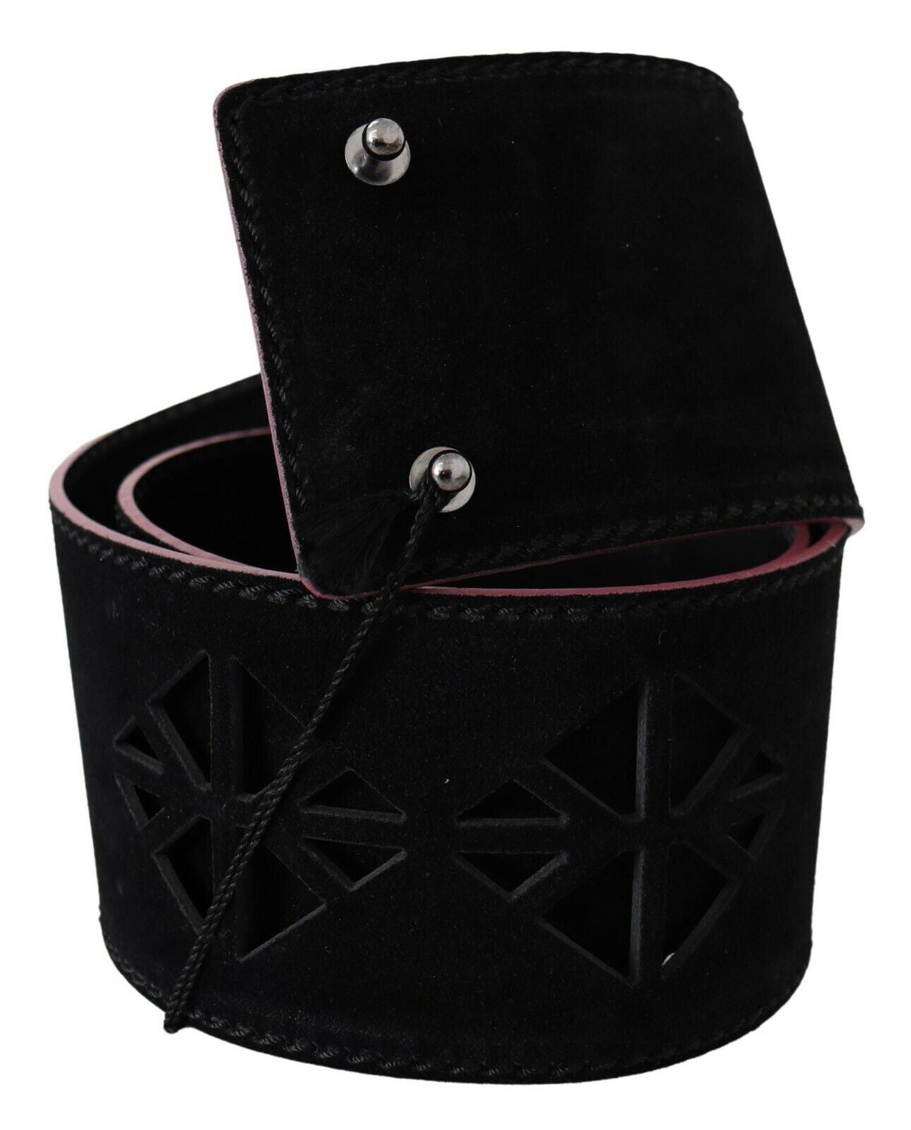 Costume National Black Wide Studded Leather Belt for Women