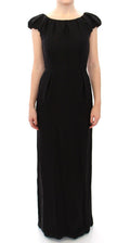Dolce & Gabbana Black Silk Short-Sleeve Maxi IT Dress