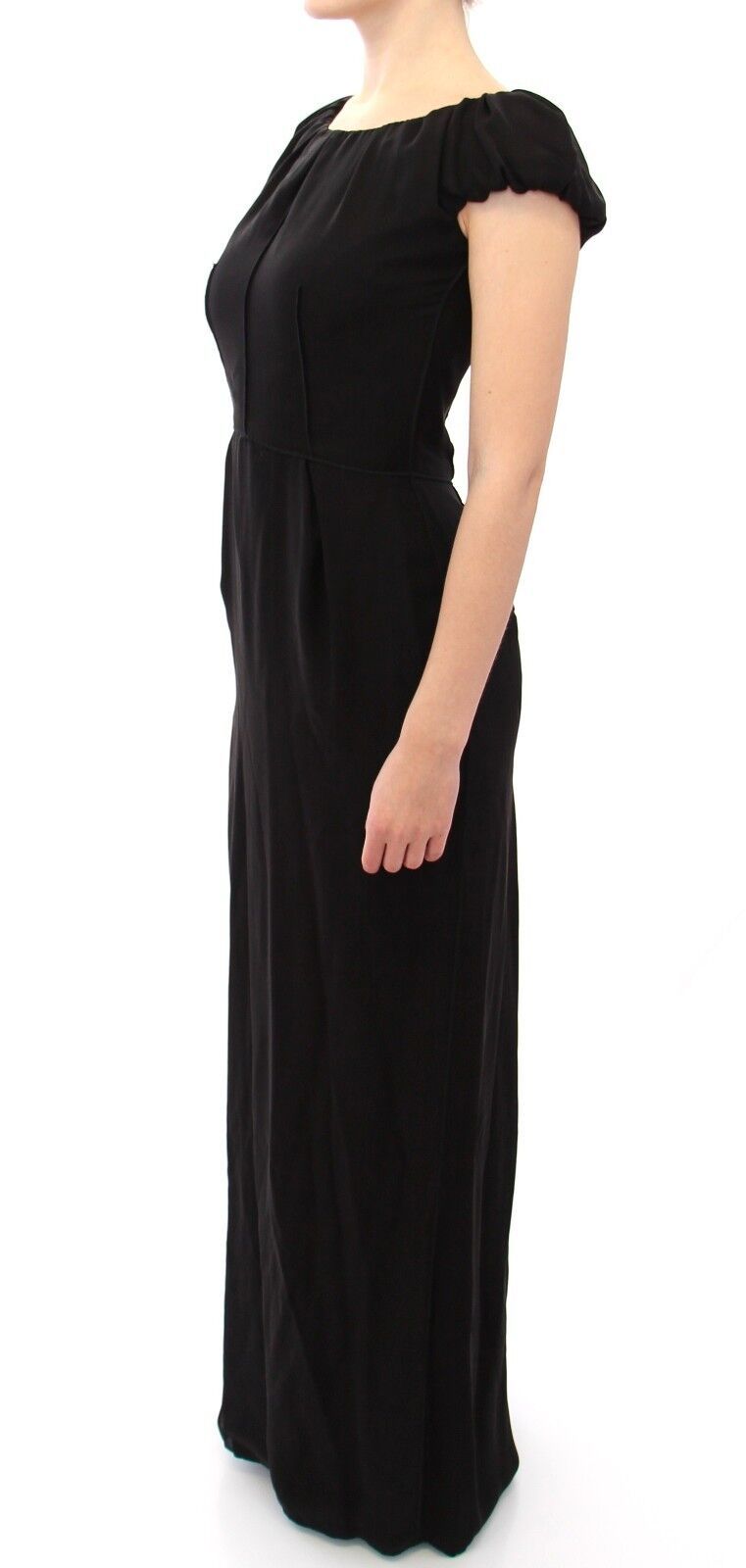 Dolce & Gabbana Black Silk Short-Sleeve Maxi IT Dress