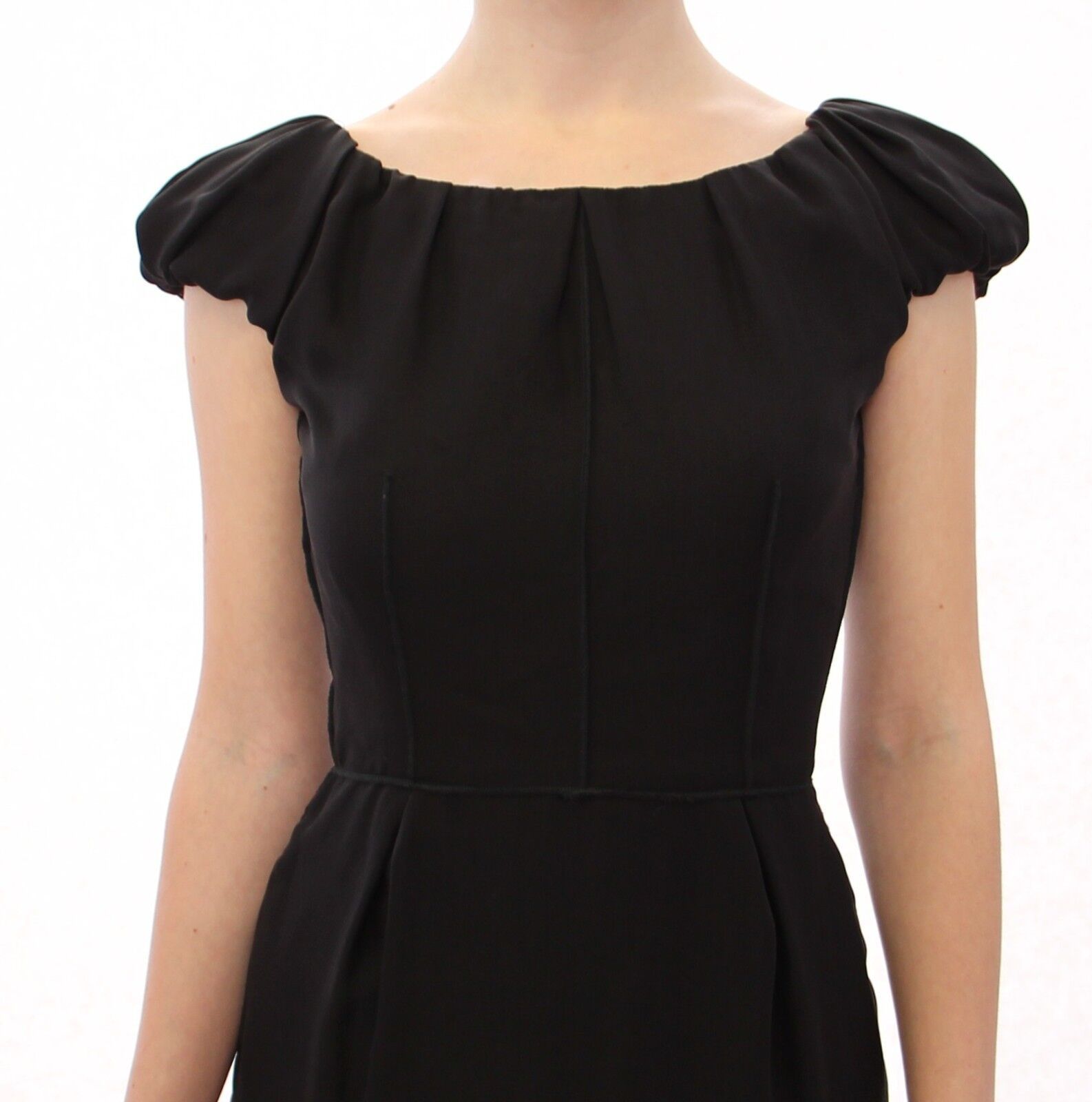 Dolce & Gabbana Black Silk Short-Sleeve Maxi IT Dress