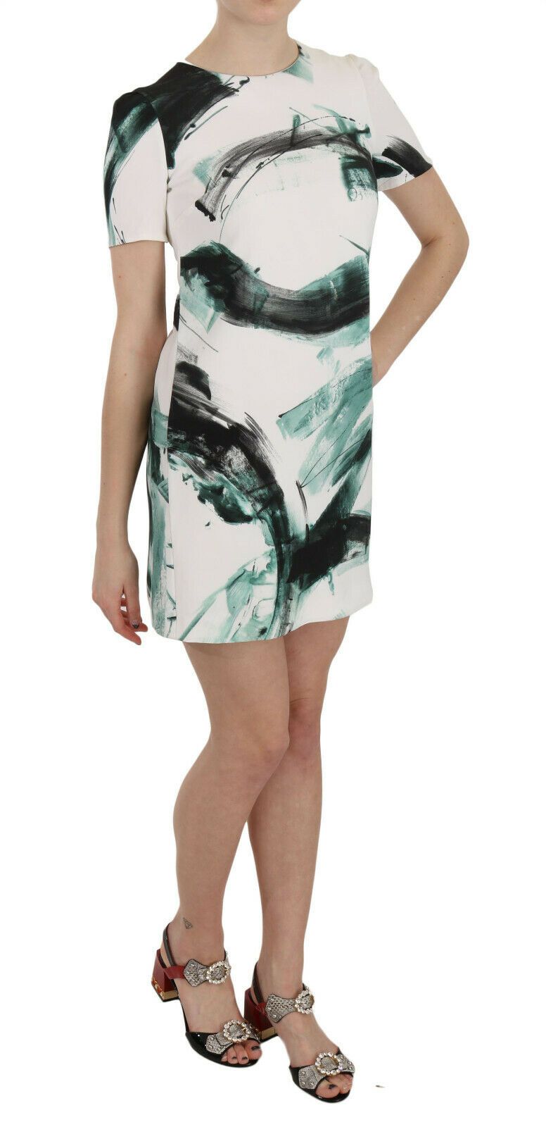 Dolce & Gabbana White Black Blue Shift Mini Dress