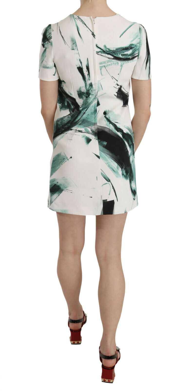 Dolce & Gabbana White Black Blue Shift Mini Dress