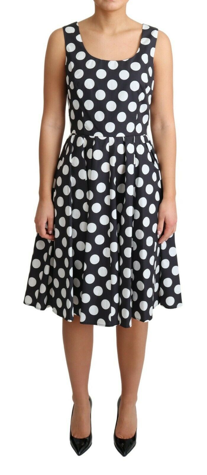 Dolce & Gabbana Black Polka Dot Cotton A-Line Dress