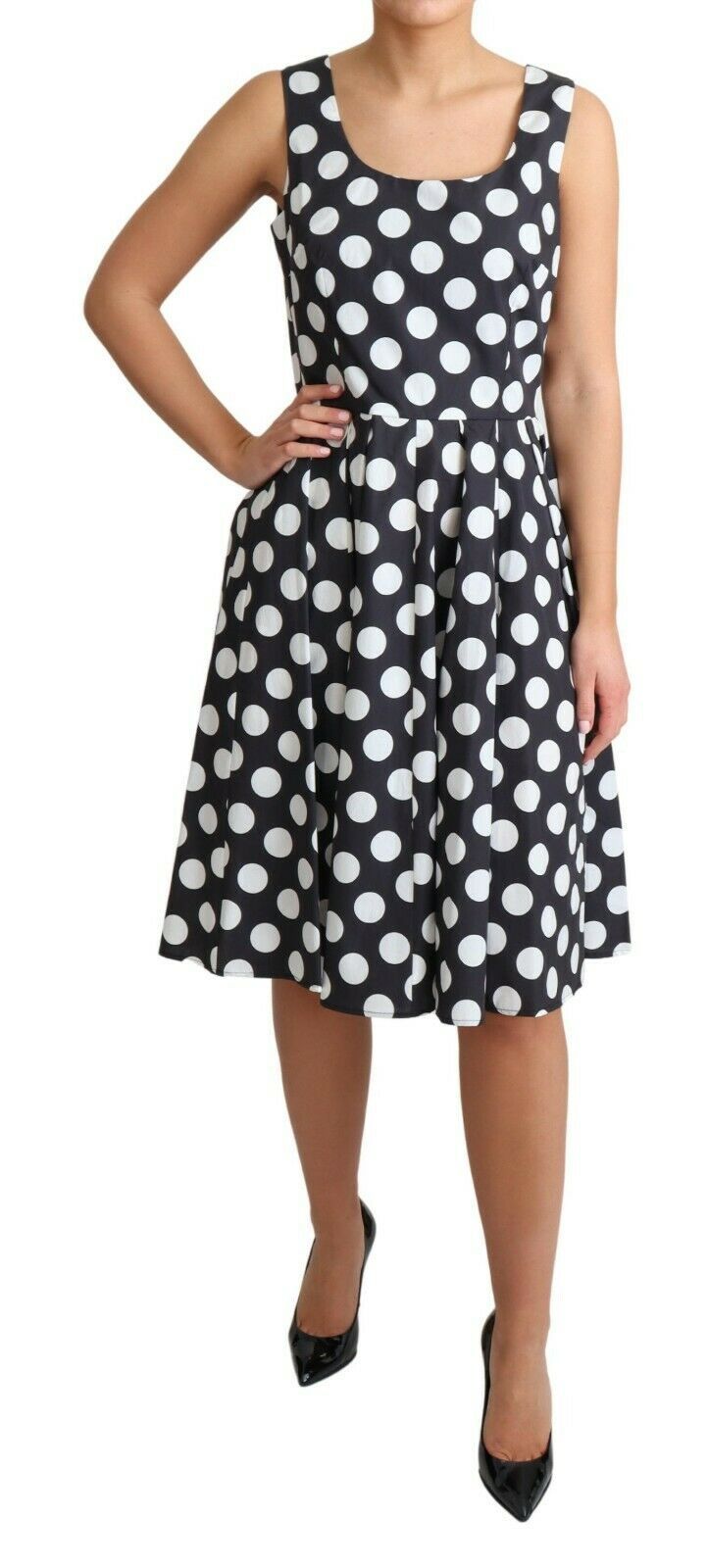 Dolce & Gabbana Black Polka Dot Cotton A-Line Dress