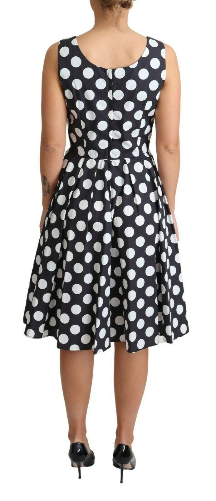 Dolce & Gabbana Black Polka Dot Cotton A-Line Dress