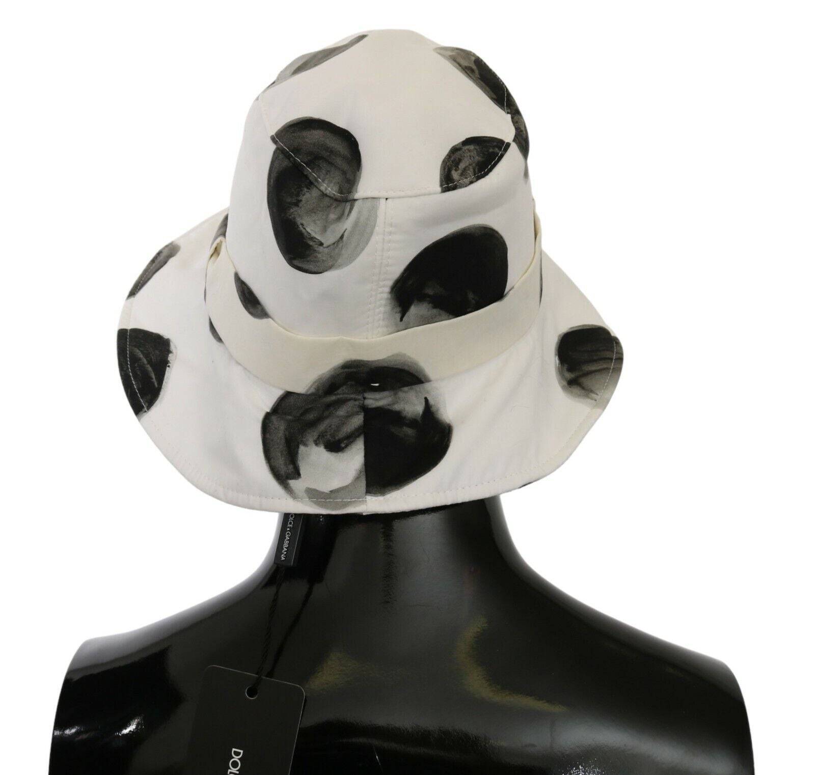 Dolce & Gabbana Weißer Baumwoll-Eimerhut mit Polka Dot-Muster