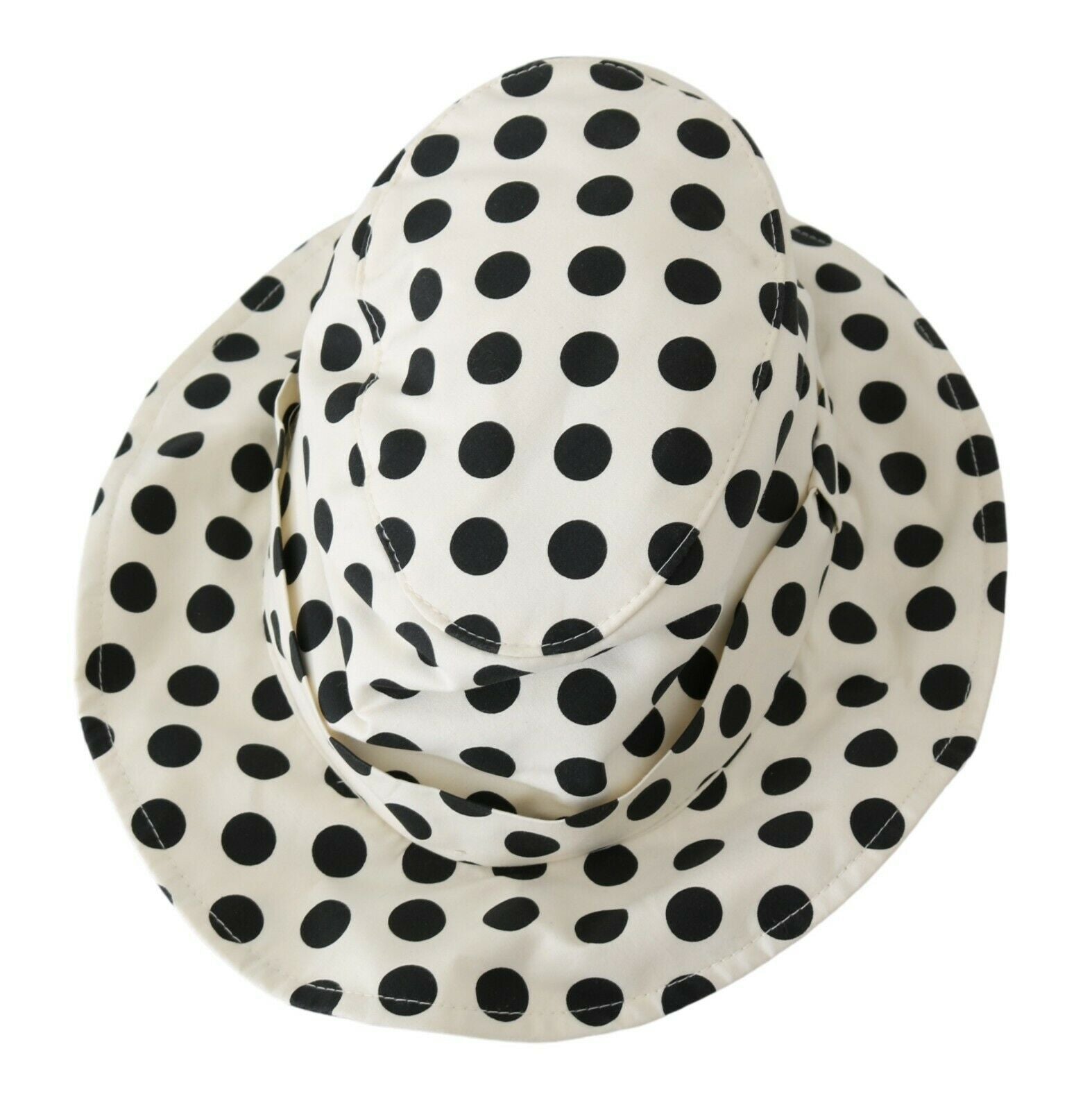 Dolce & Gabbana White 100% Cotton Polka Dot Trilby Hat