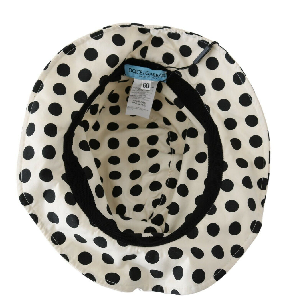 Dolce & Gabbana White 100% Cotton Polka Dot Trilby Hat