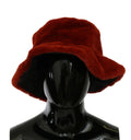 Dolce & Gabbana Red Burgundy Fur Wide Brim Bucket Hat