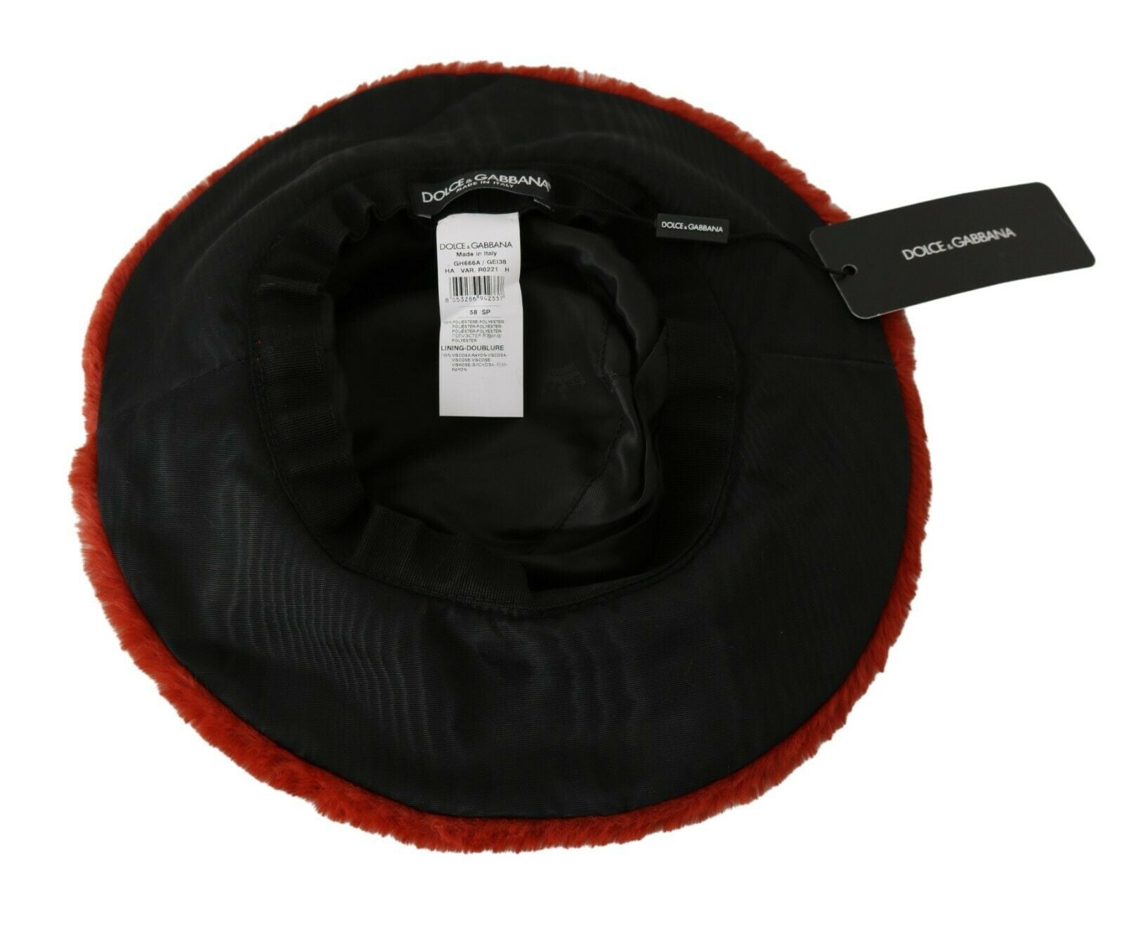 Dolce & Gabbana Red Burgundy Fur Wide Brim Bucket Hat