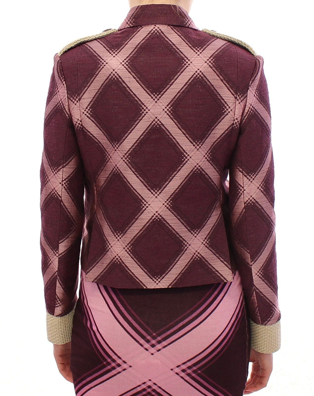 House of Holland Plaid Trench Coat Blazer Purple Jacket