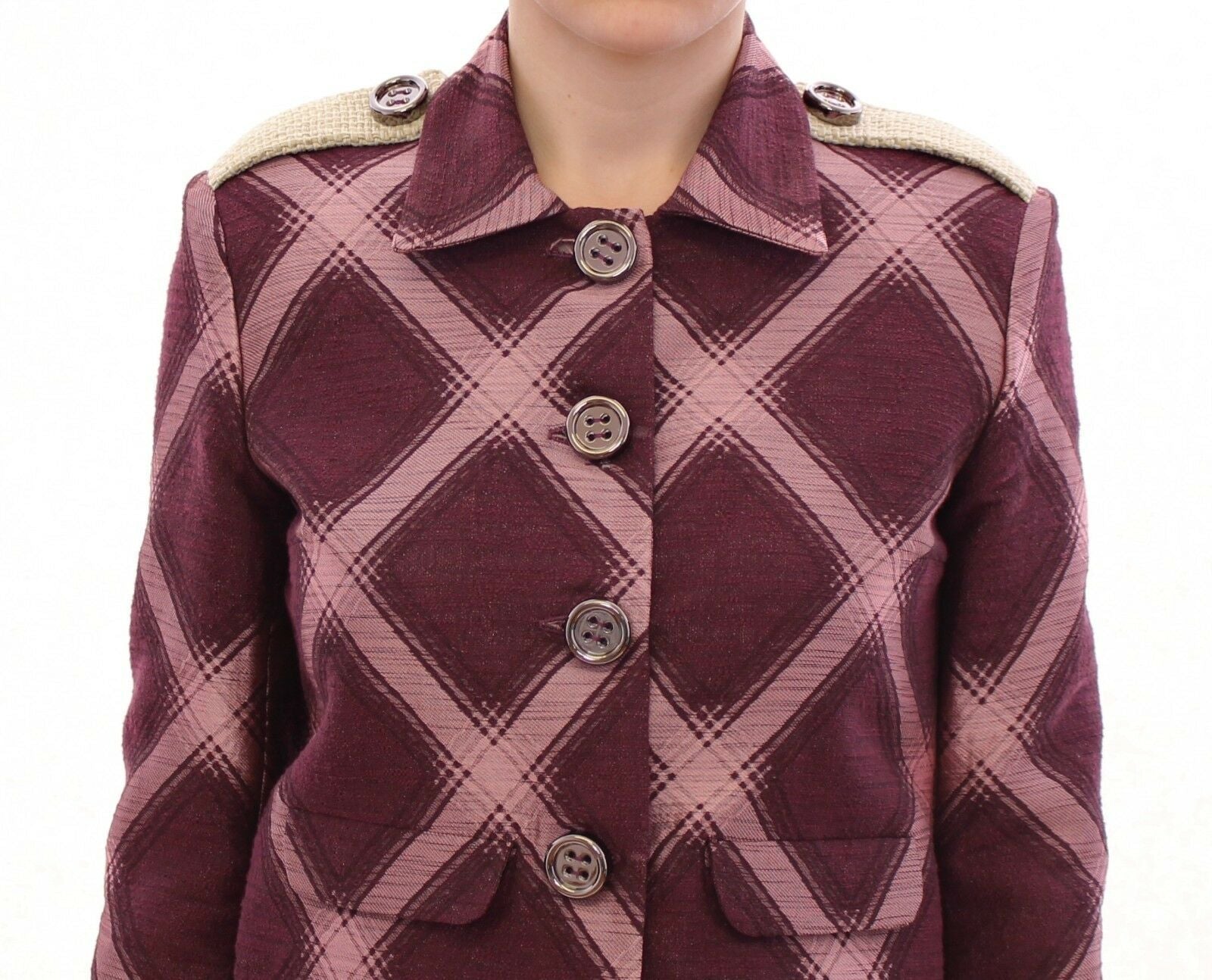 House of Holland Plaid Trench Coat Blazer Purple Jacket