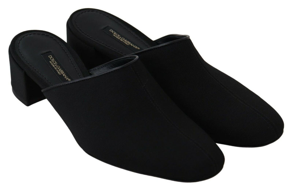 Dolce & Gabbana Schwarze Grosgrain-Sandalen Sandalen Frauen Schuhe