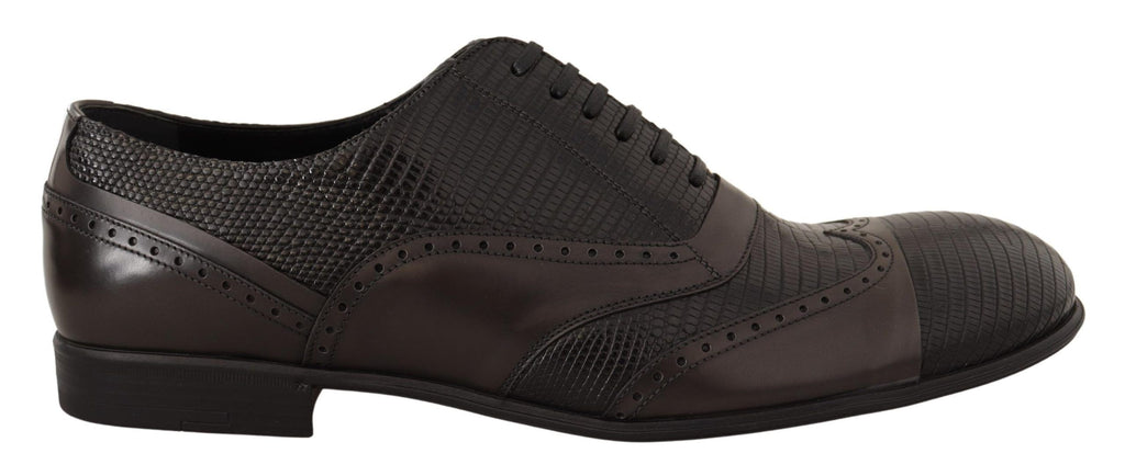 Dolce & Gabbana Braune Eidechsenhaut Leder Oxford Dress Schuhe