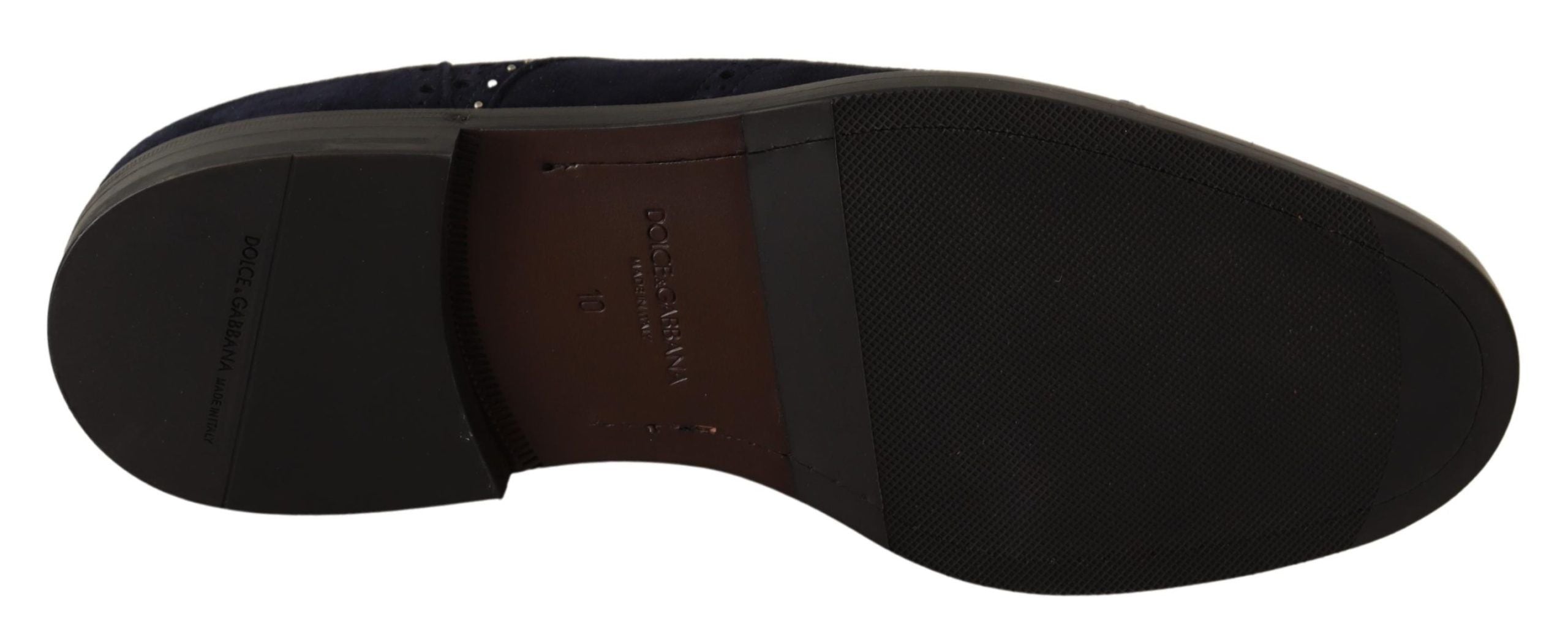 Dolce & Gabbana Blue Suede Studded Derby Shoes