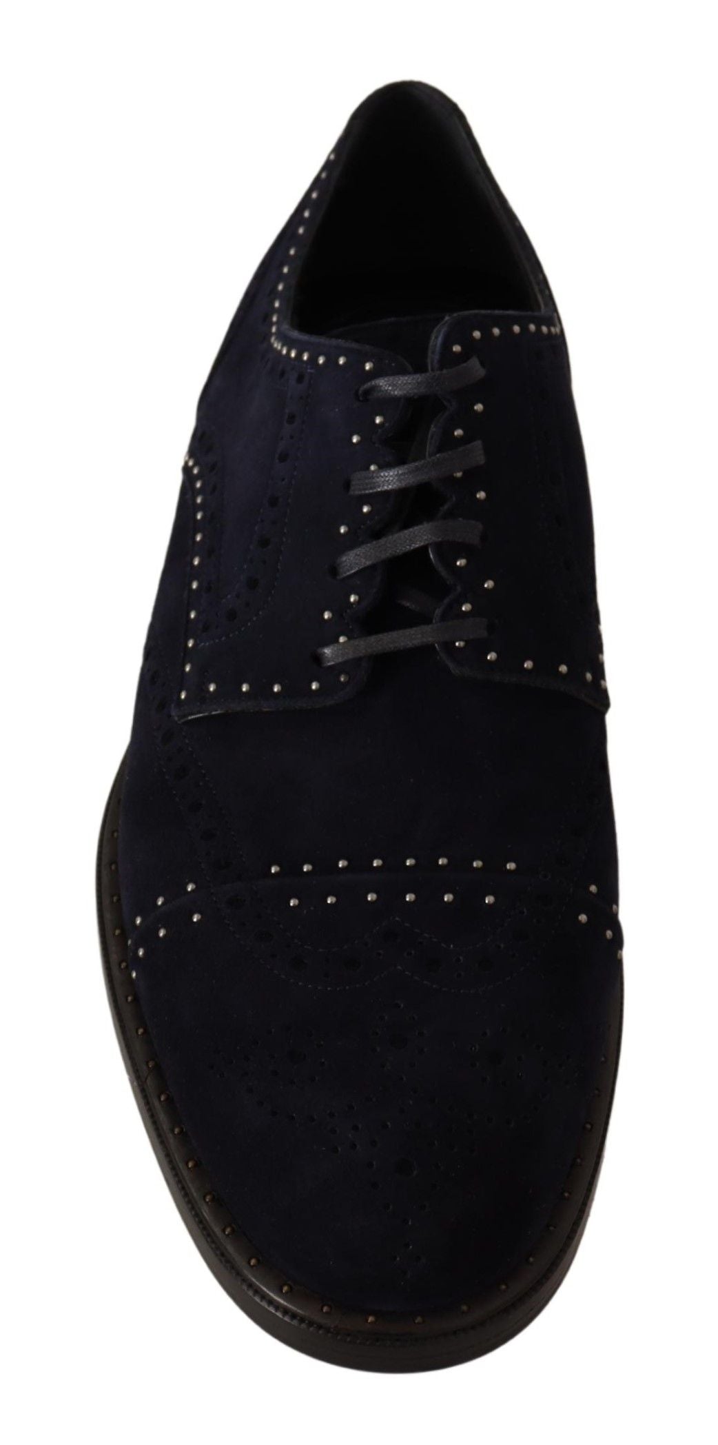 Dolce & Gabbana Blue Suede Studded Derby Shoes