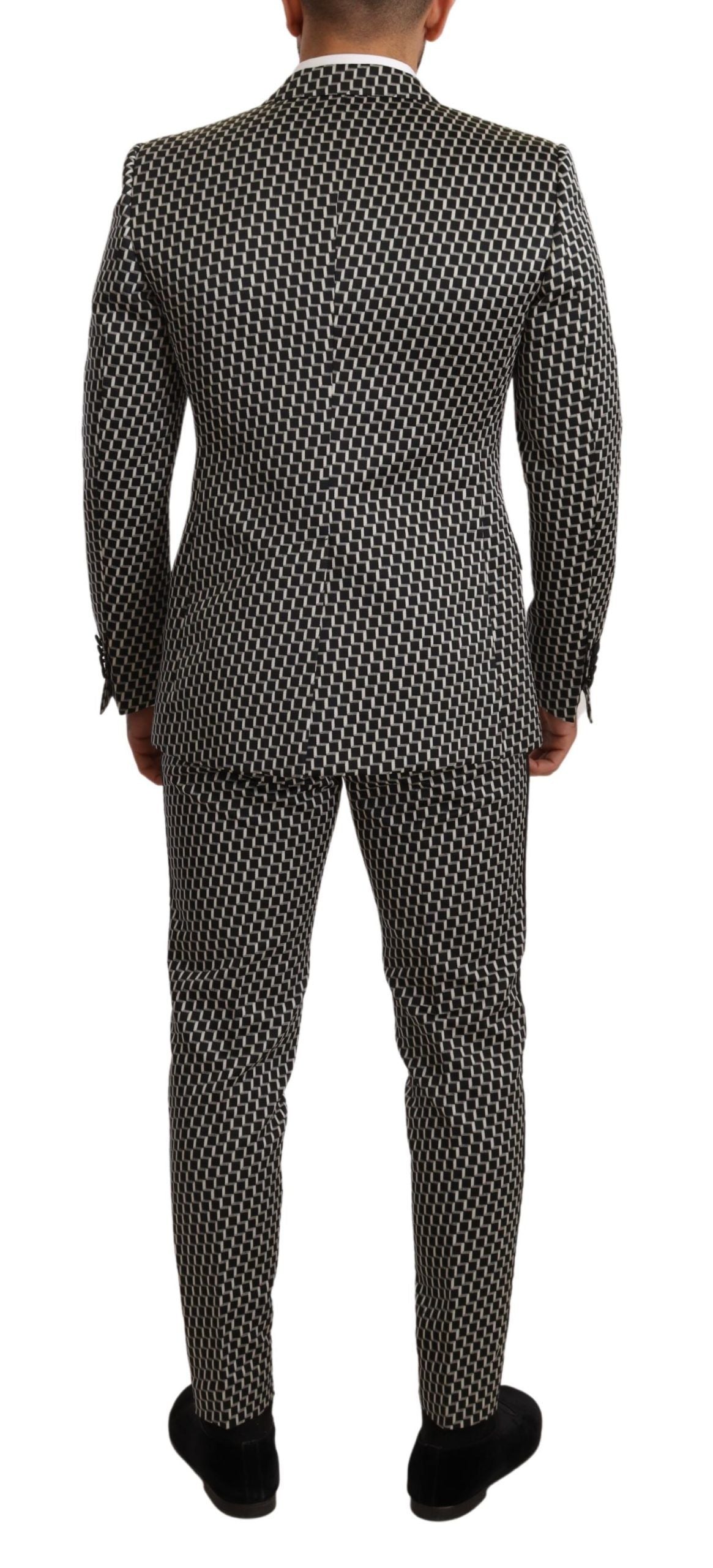 Dolce & Gabbana Black White Plaid 3-Piece MARTINI Suit