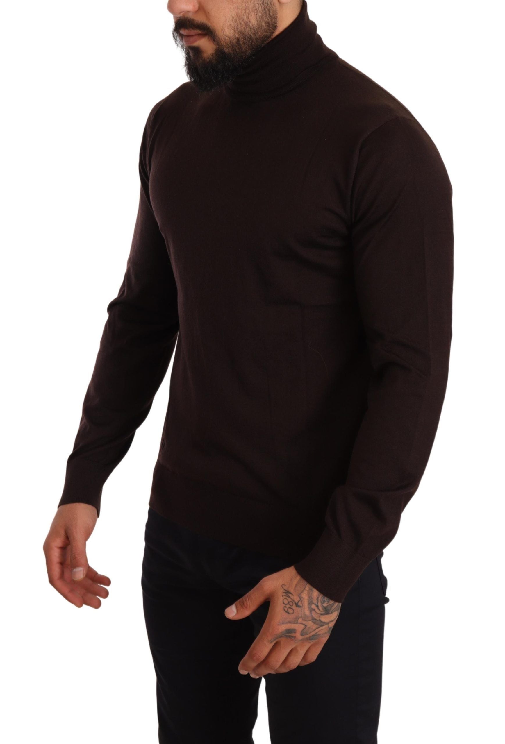 Dolce & Gabbana Brown Cashmere Roll-Neck Sweater