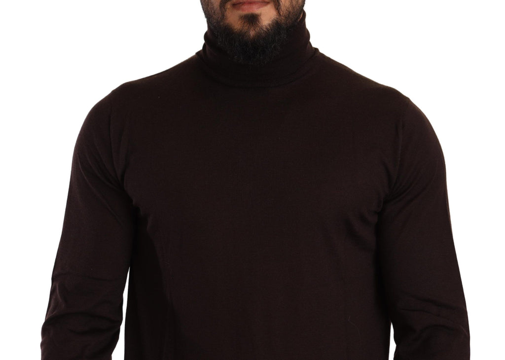 Dolce & Gabbana Brown Cashmere Roll-Neck Sweater