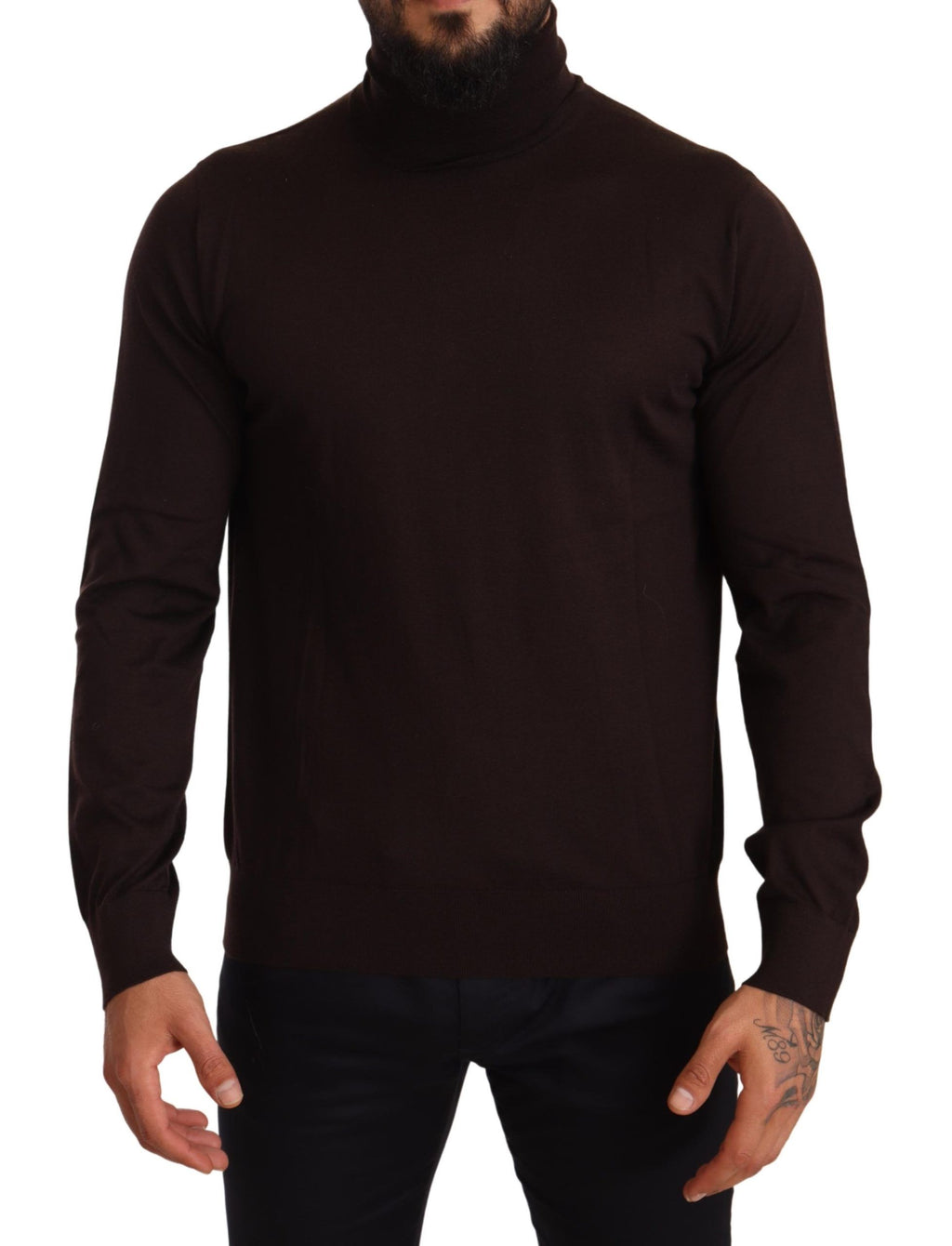 Dolce & Gabbana Brown Cashmere Roll-Neck Sweater