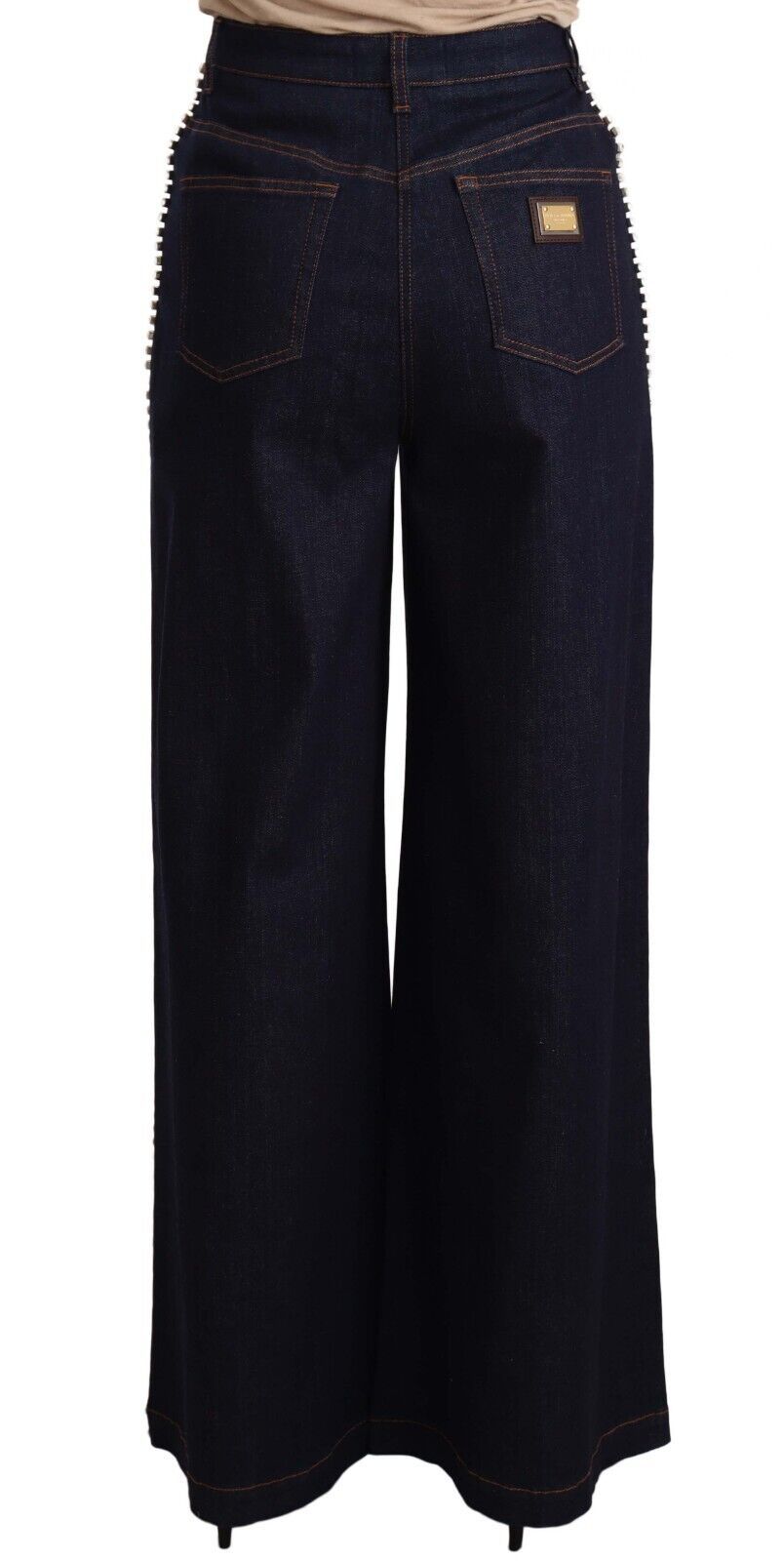 Dolce & Gabbana Dark Blue Flare Jeans with Crystal Embellishment