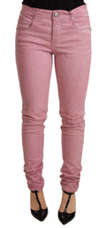 Acht Rosa Baumwolle Slim Fit Damen Denim Skinny Hosen