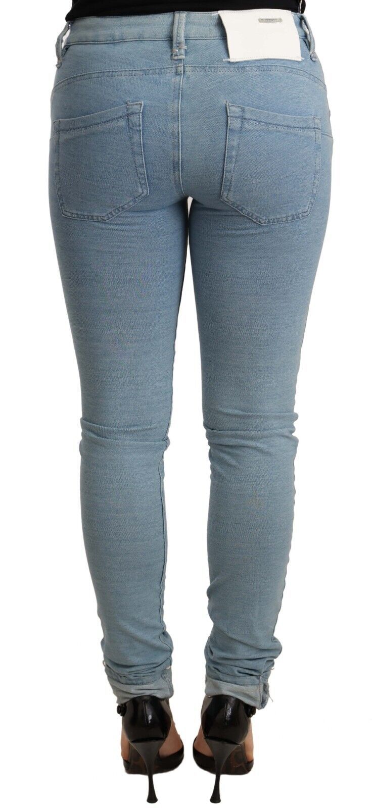 Acht Blaue Baumwolle Stretch Saum Slim Fit Damen Denim-Hose