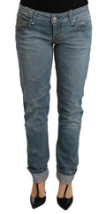 Acht Blau Washed Cotton Folded Hem Women Hose
