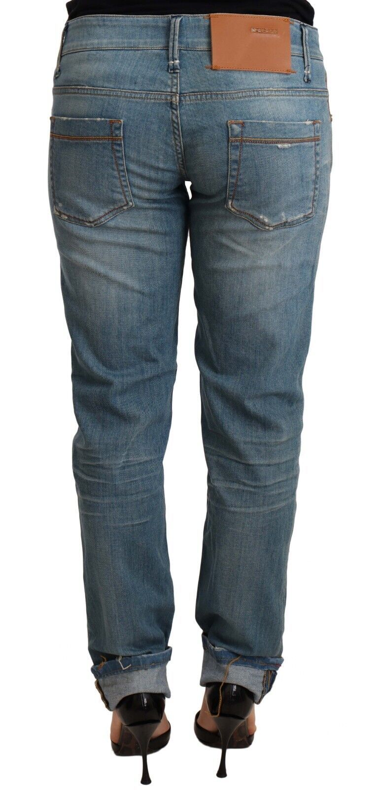 Acht Blau Washed Cotton Folded Hem Women Hose
