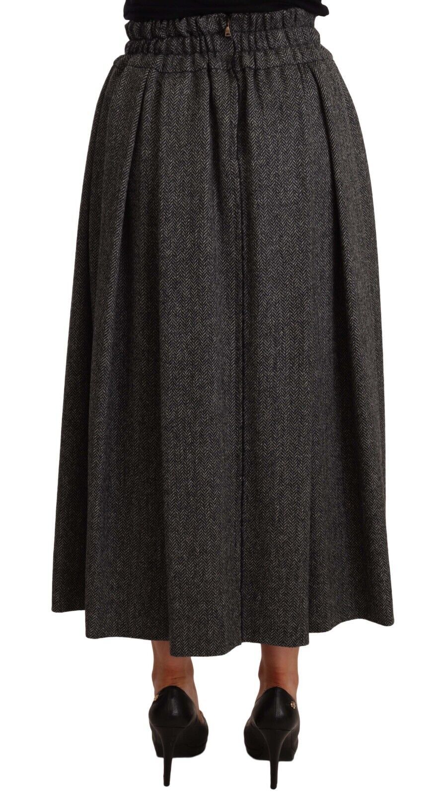 Dolce & Gabbana Gray High-Waisted A-Line Wool Skirt PIECE